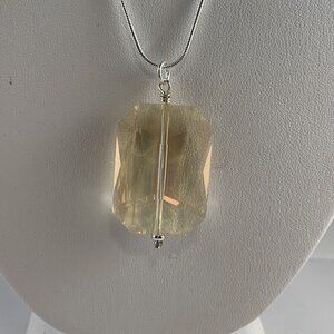 Sterling Silver Snake Chain Necklace With Champagne Colored Crystal (NA4, -5, -6